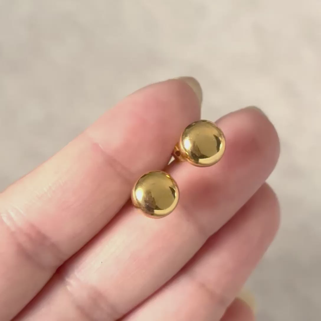 Gold Plated Sterling Silver Rounded Button Studs