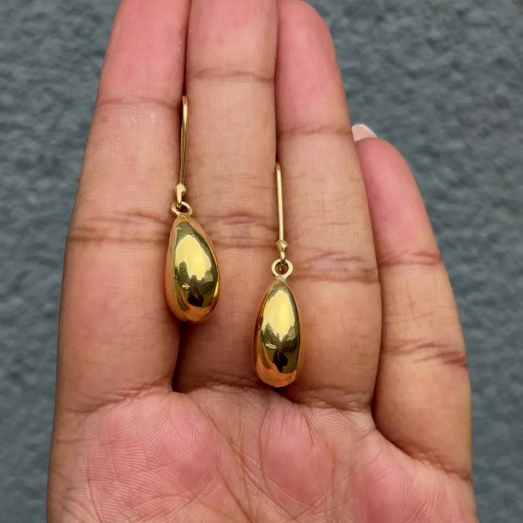 Gold Plated Sterling Silver Hook Earrings with a Chunky Curved Drop ERS134-G 