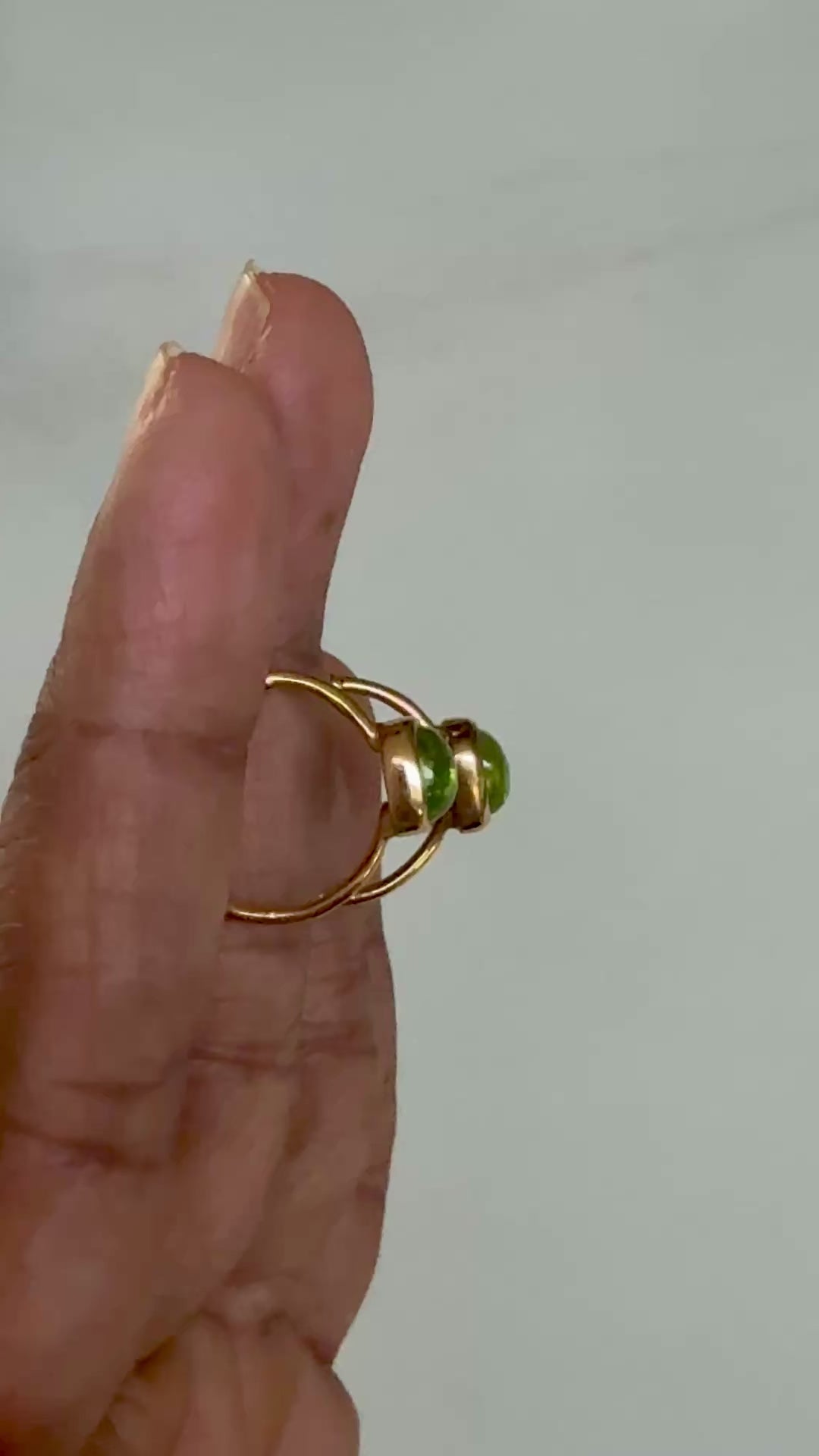 Minimal Gold Plated Sterling Silver Small Hoops with a Square Cabochon Gemstone - Peridot