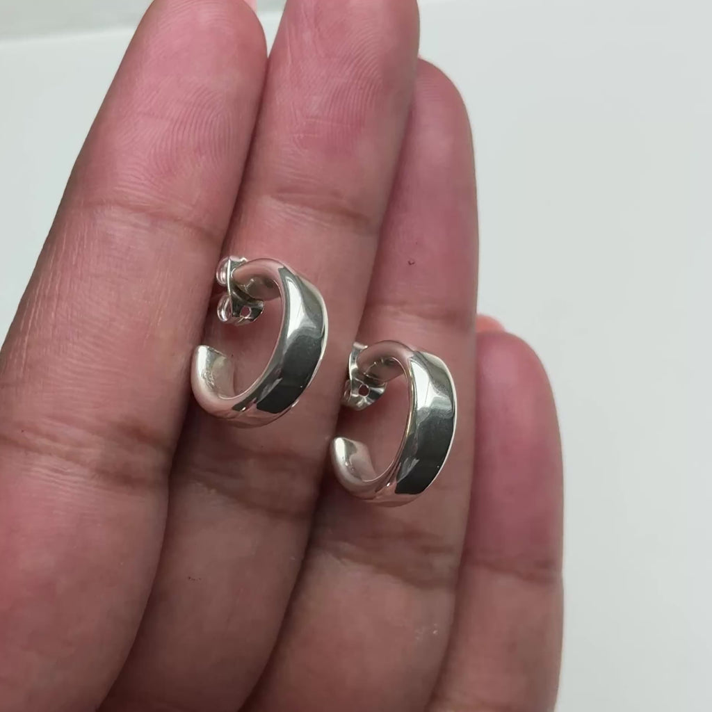 Sterling Silver Small Thick Rounded Hoops Milina London 