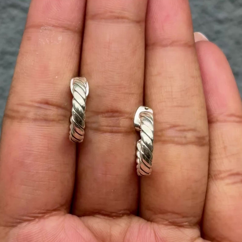 Sterling Silver Twisted Flat Rope Hoops ERS130