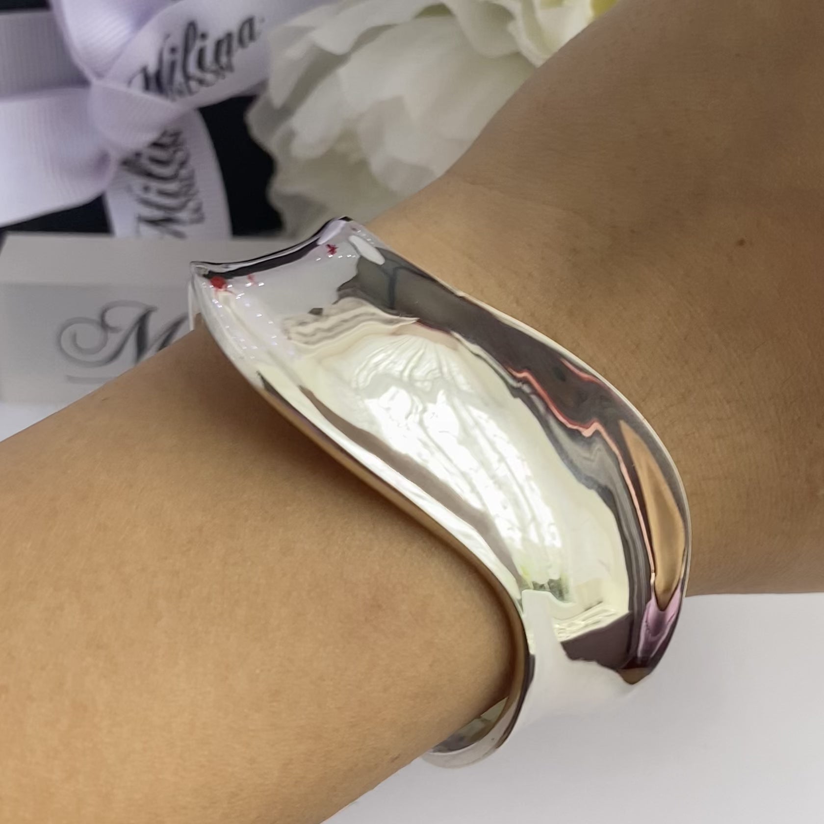 Sterling Silver Wave Cuff Bracelet