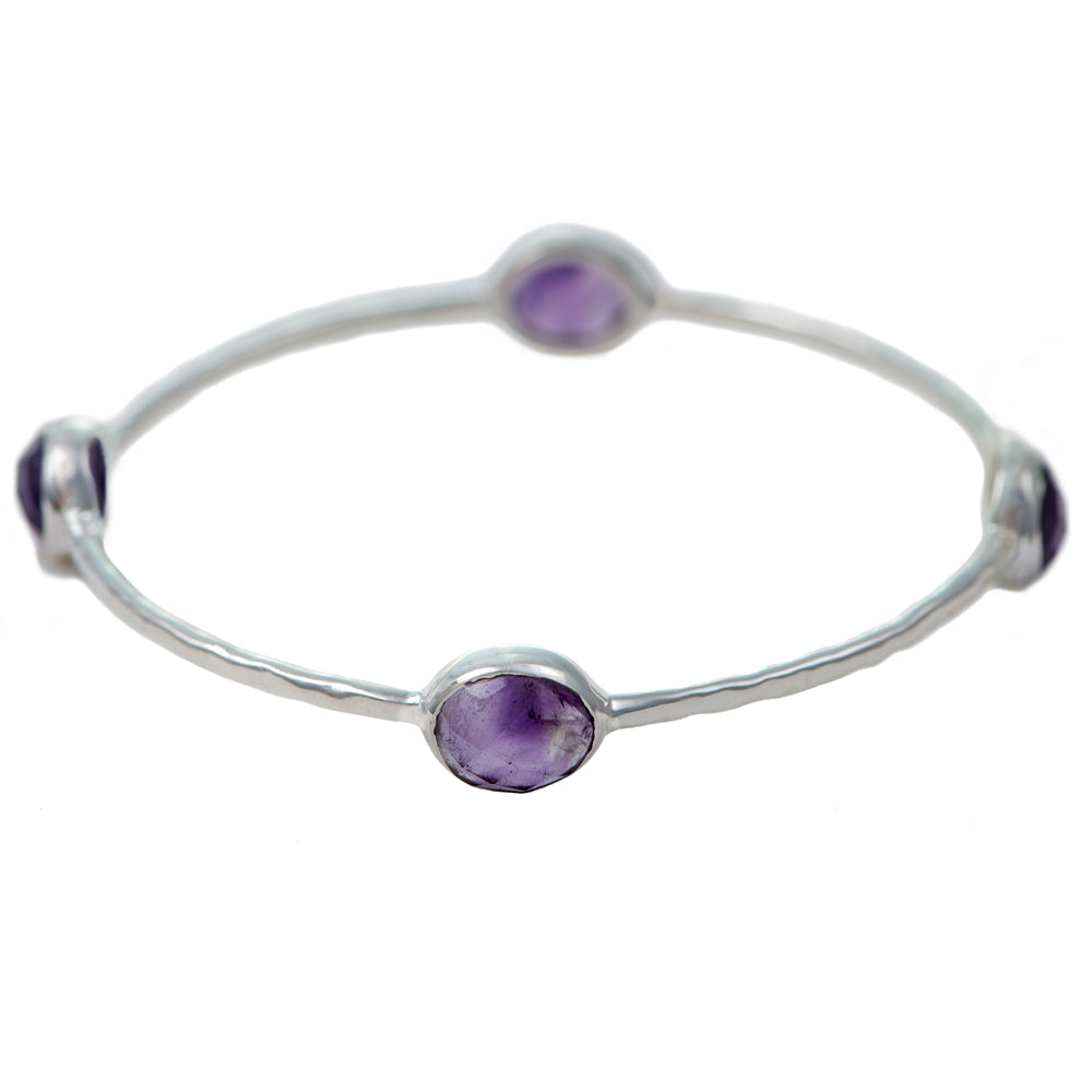 Amethyst Gemstone Bangle in Sterling Silver