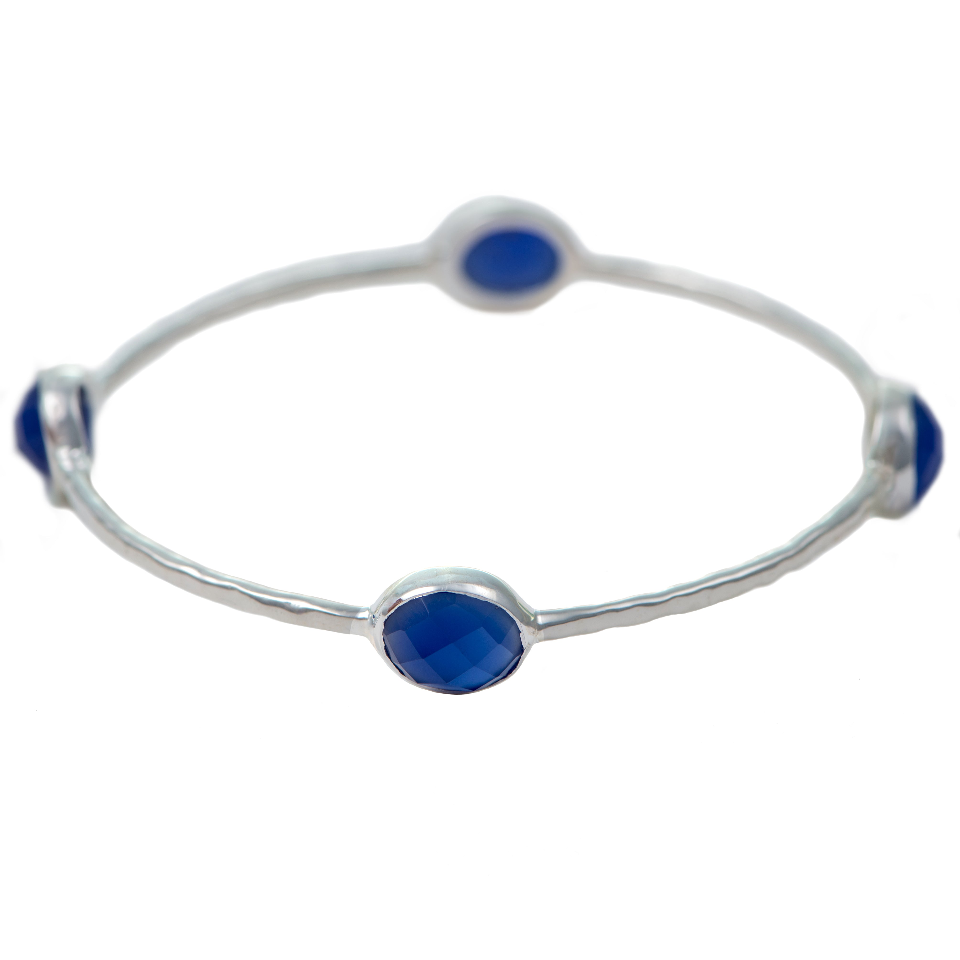 Blue Chalcedony Gemstone Bangle in Sterling Silver