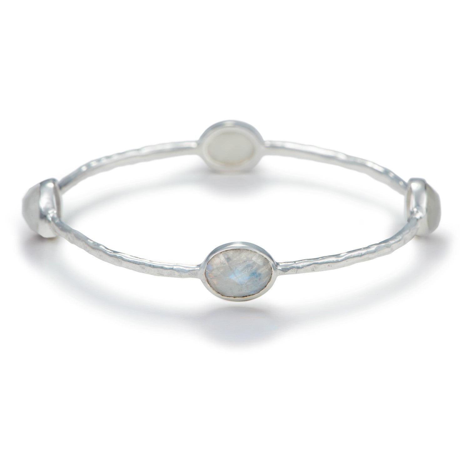 Moonstone Gemstone Bangle in Sterling Silver