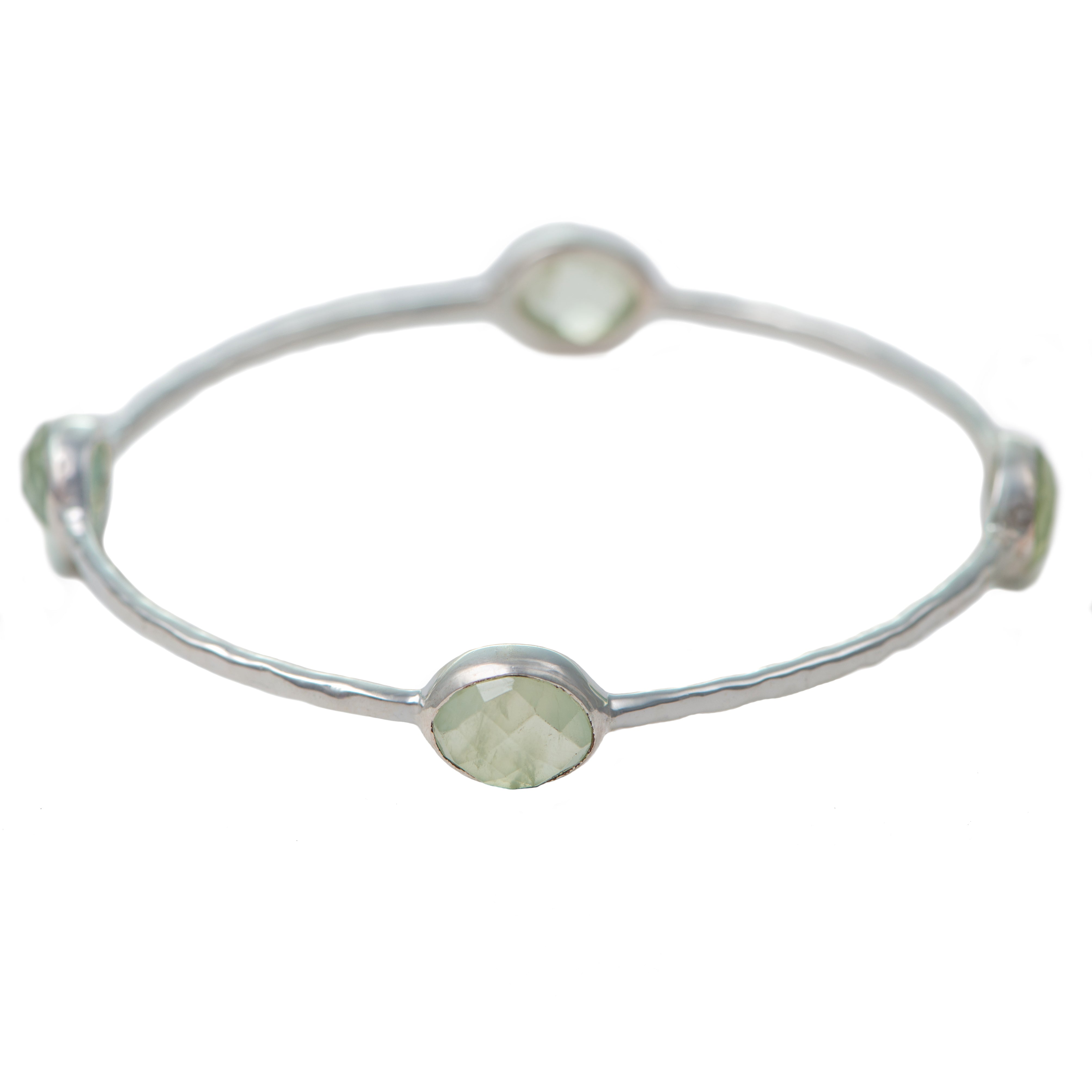 Prehnite Gemstone Bangle in Sterling Silver