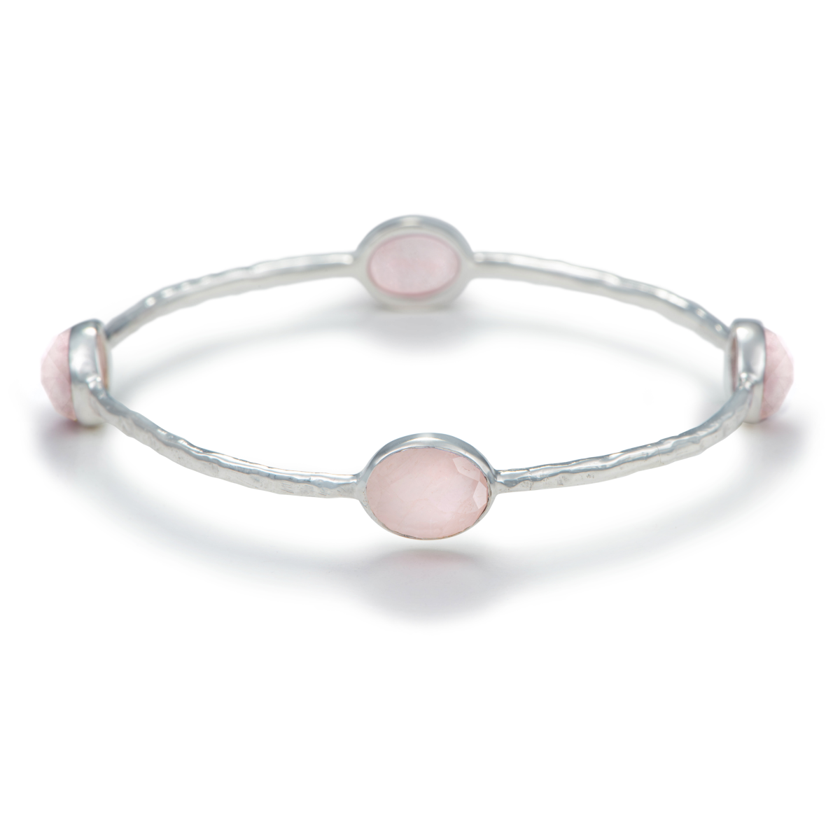 Rose Quartz Gemstone Bangle in Sterling Silver