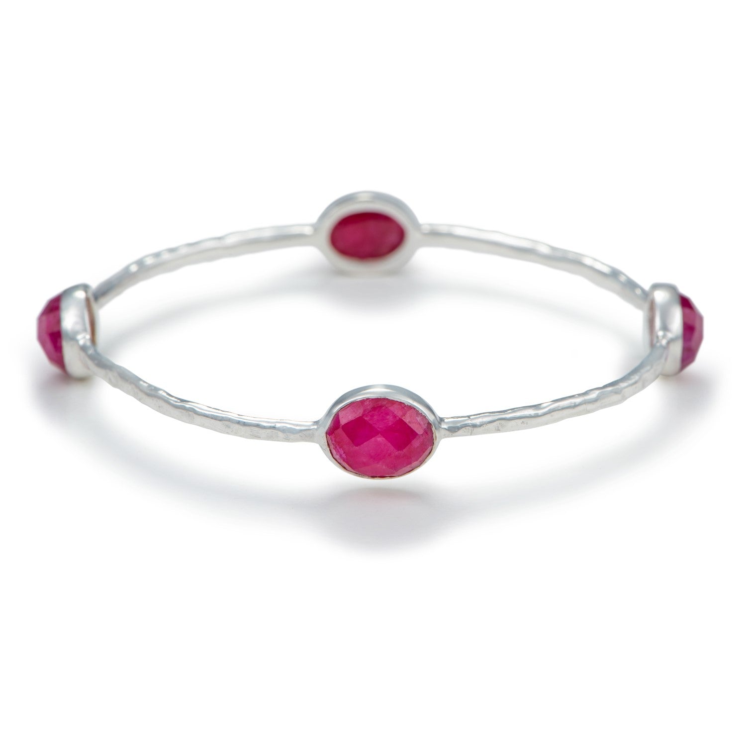 Ruby Quartz Gemstone Bangle in Sterling Silver