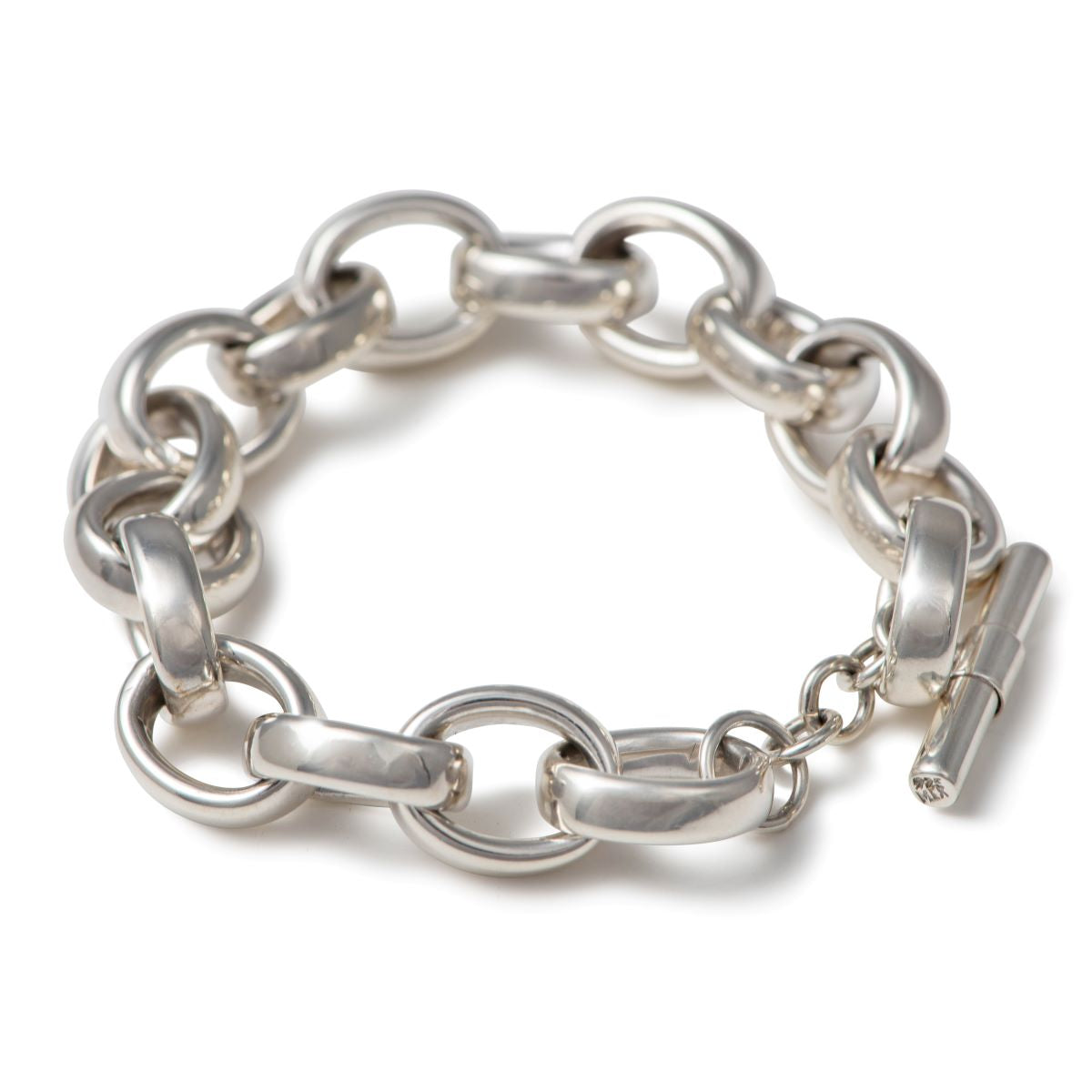 Sterling Silver Bracelet with Hollow Chunky Oval Links