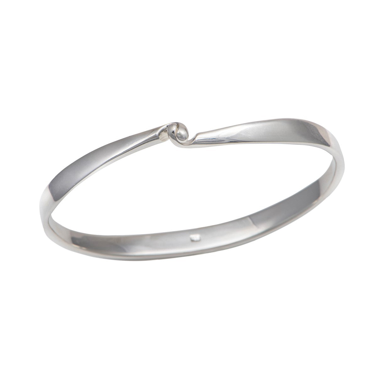 Sterling Silver Clasp Bangle with a Tapered Design Milina London