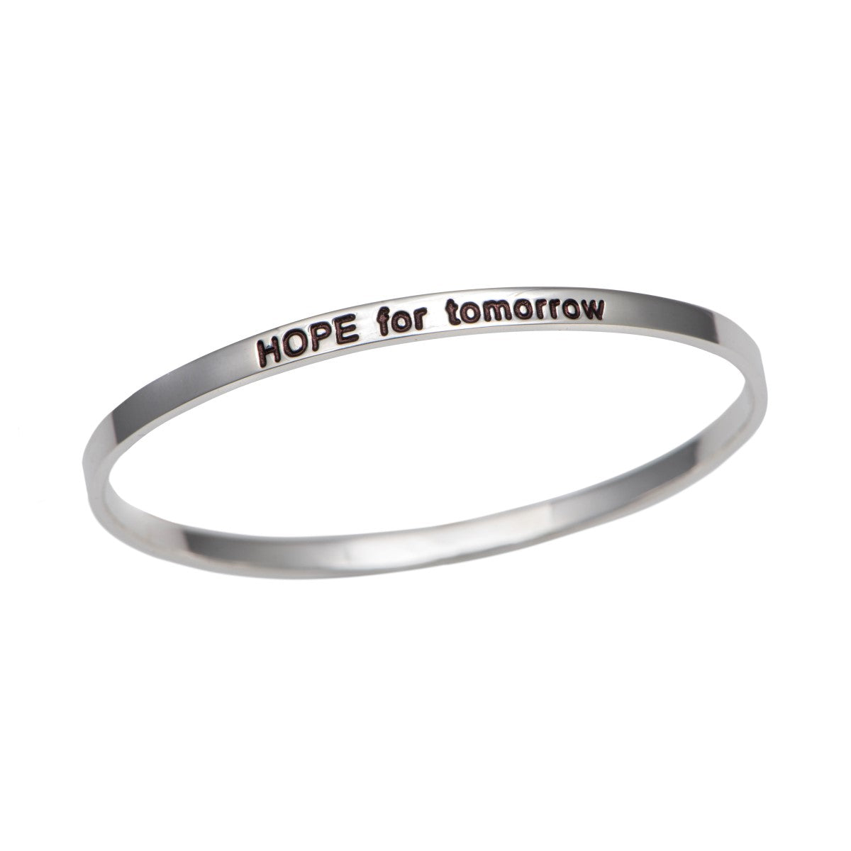 Sterling Silver Motivational Quote Bangle - Hope For Tomorrow