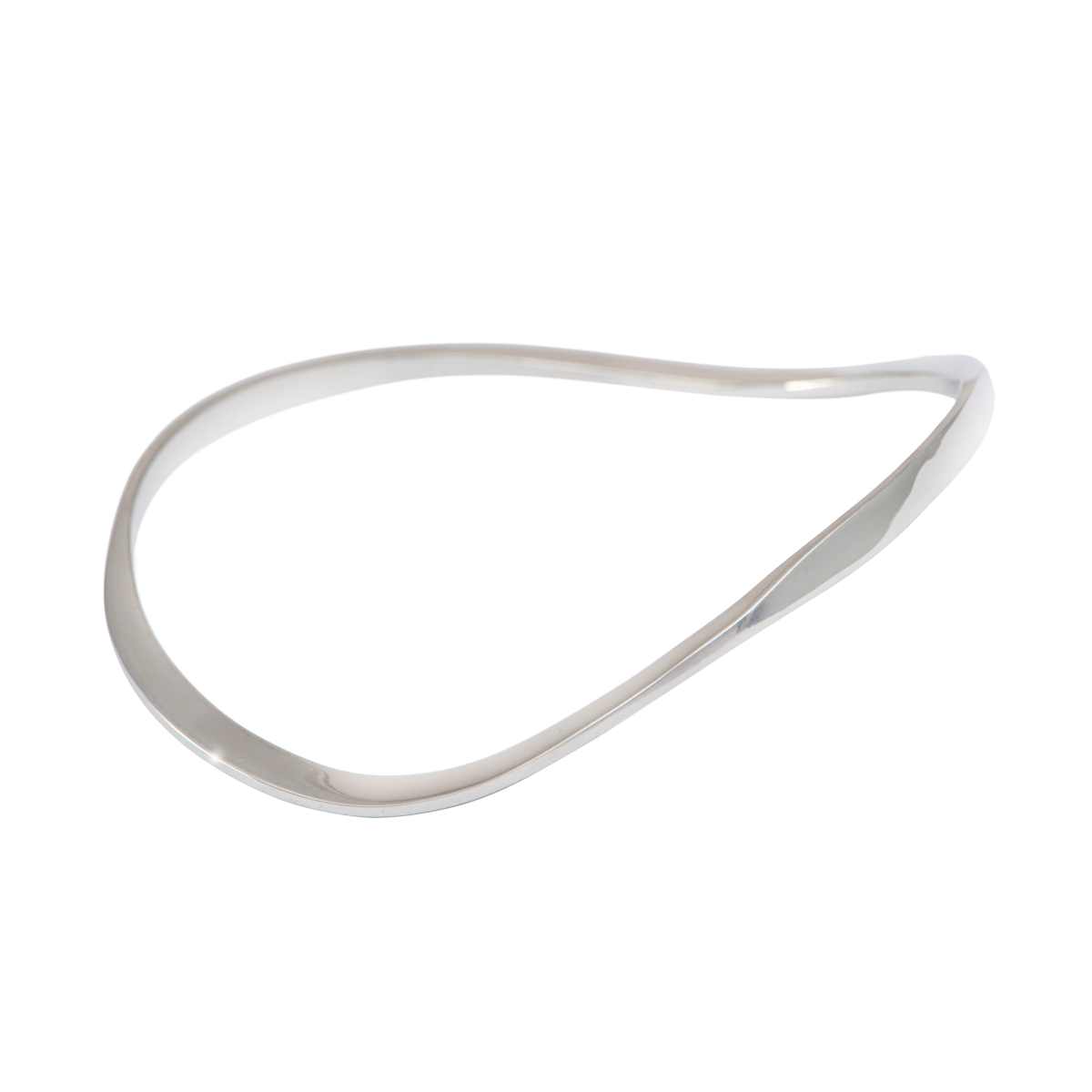Sterling Silver Wavy Bangle with a Slightly Triangular Shape