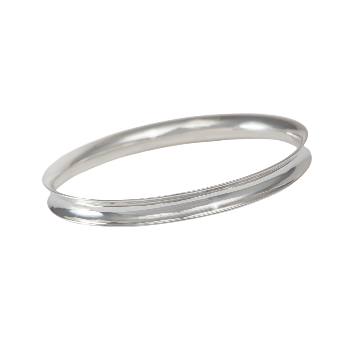 Chunky Sterling Silver 7mm wide Concave Bangle with a Polished Shiny Finish