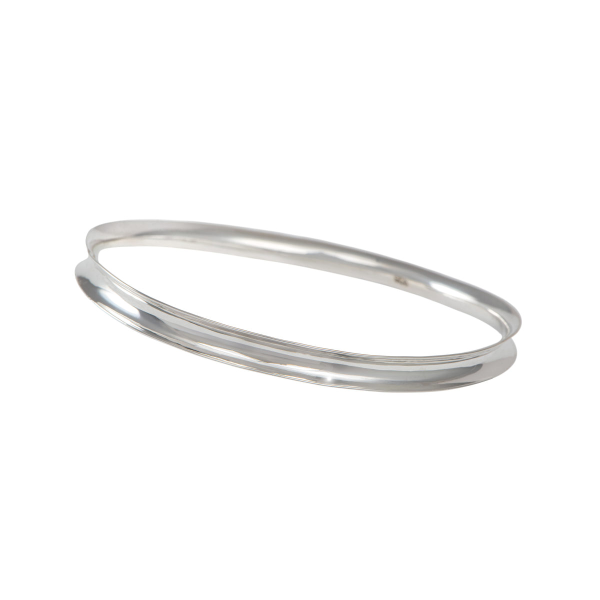 Round Sterling Silver 5mm wide Concave Bangle with a Polished Shiny Finish