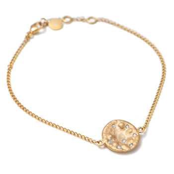 Bracelet in 9k Yellow Gold with Big Disc and Diamonds