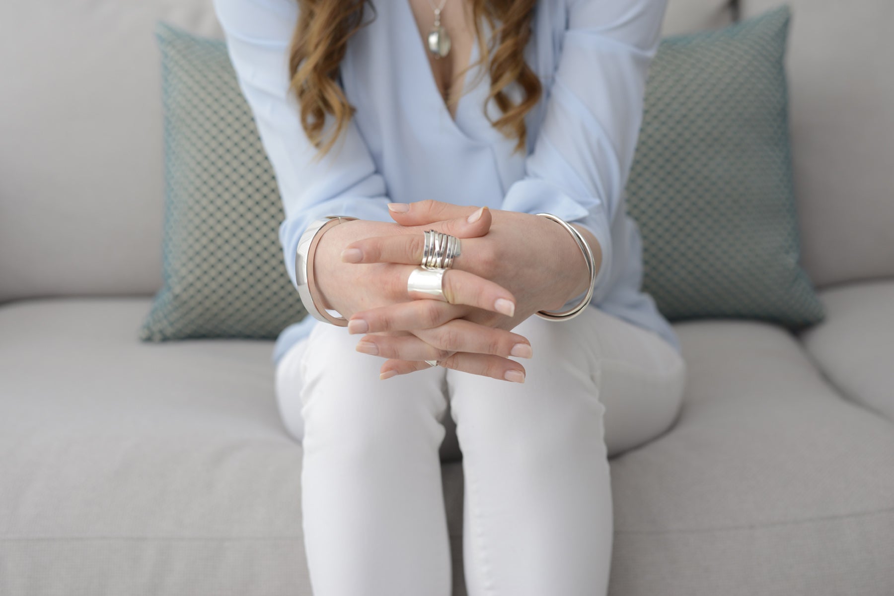 Chunky Organic Shaped Wide Silver Ring with an Open Back