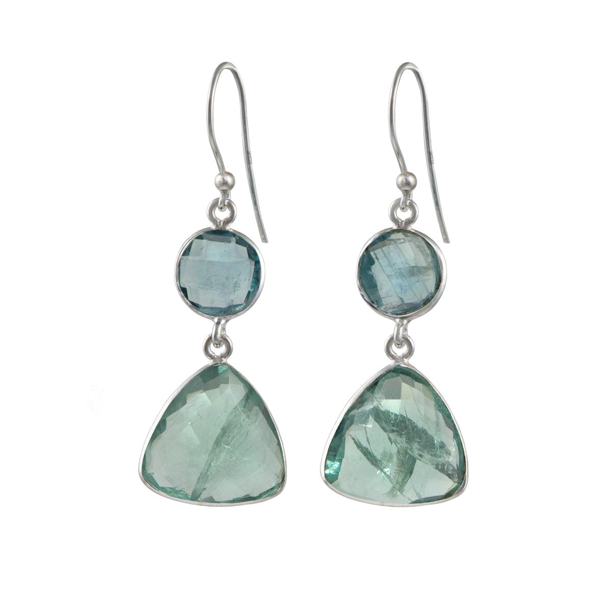 Apatite Gemstone Earrings in Sterling Silver - Triangular