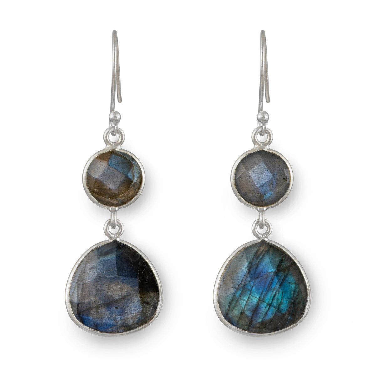 Labradorite Gemstone Earrings in Sterling Silver - Triangular