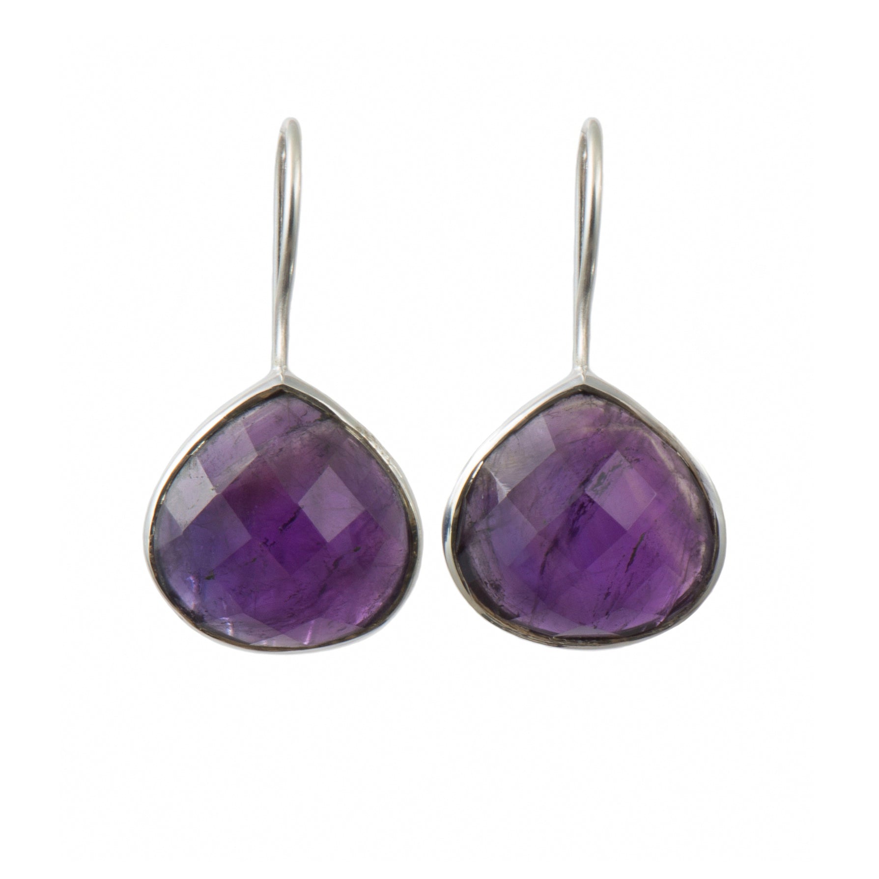 Amethyst Gemstone Sterling Silver Teardrop Earrings