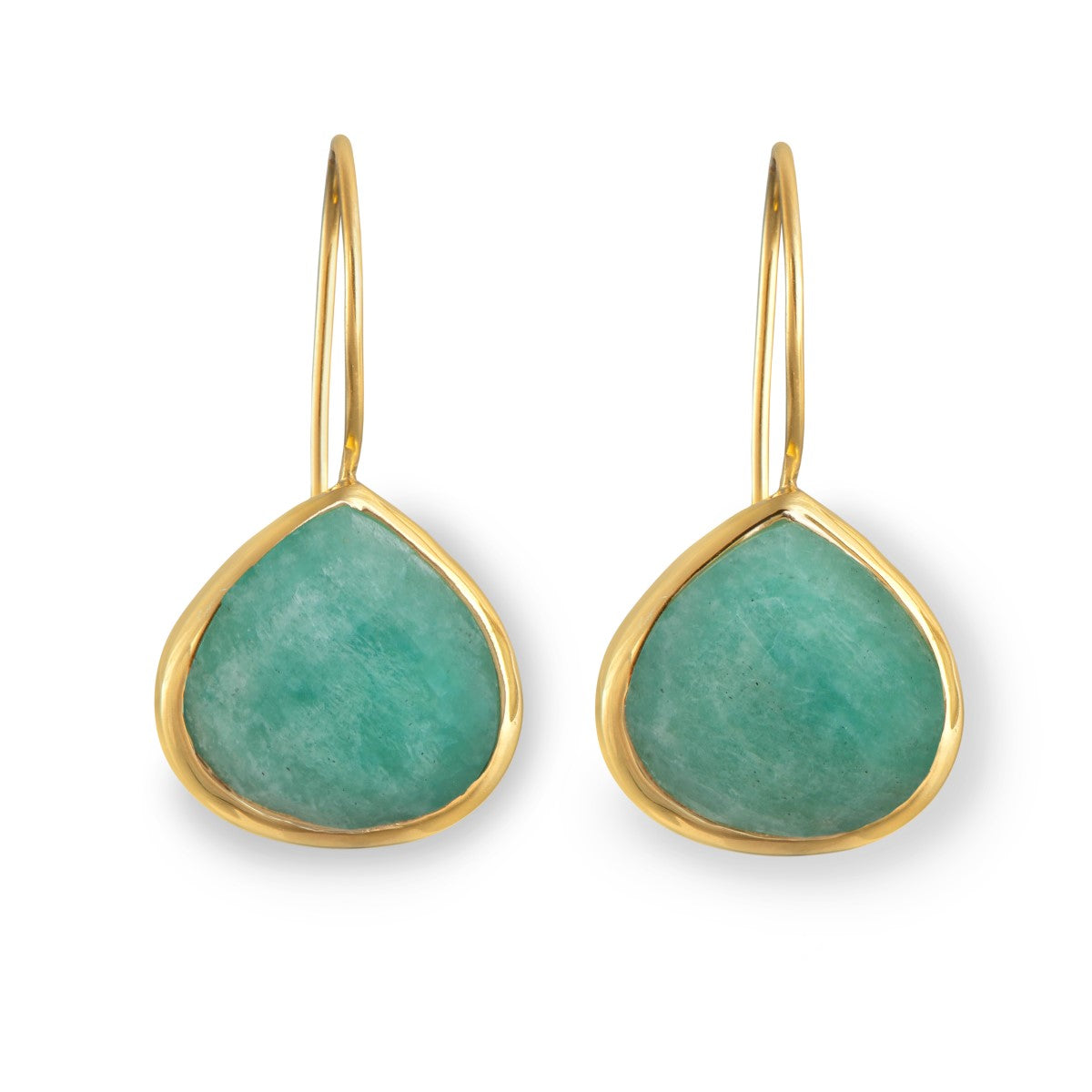 Amazonite Gemstone Gold Plated Sterling Silver Teardrop Earrings