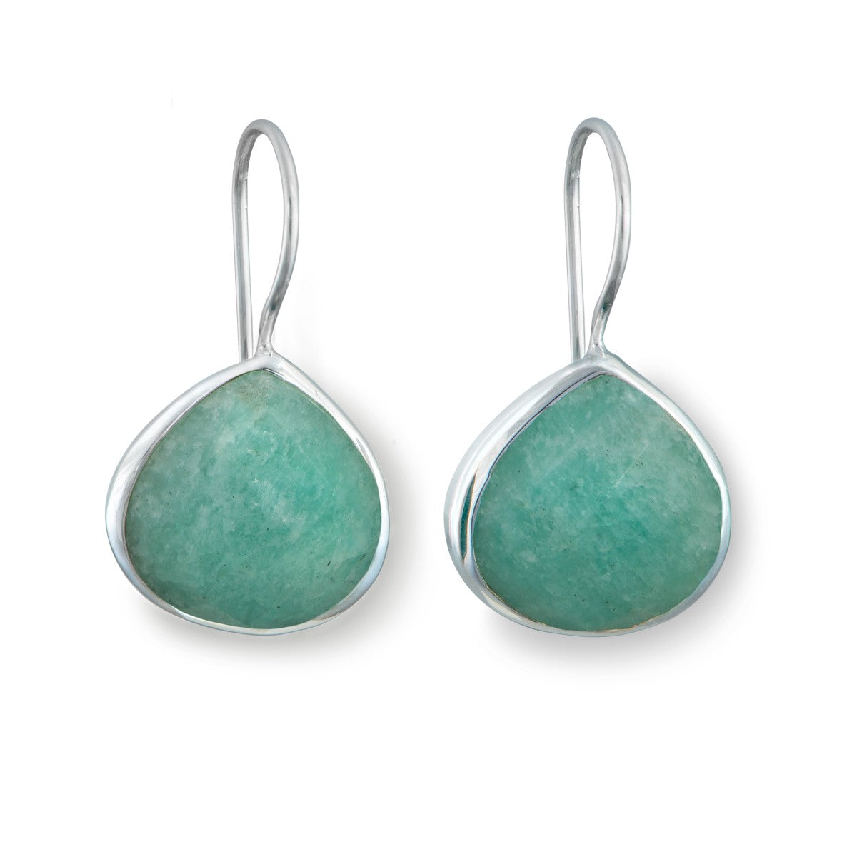 Amazonite Gemstone Sterling Silver Teardrop Earrings