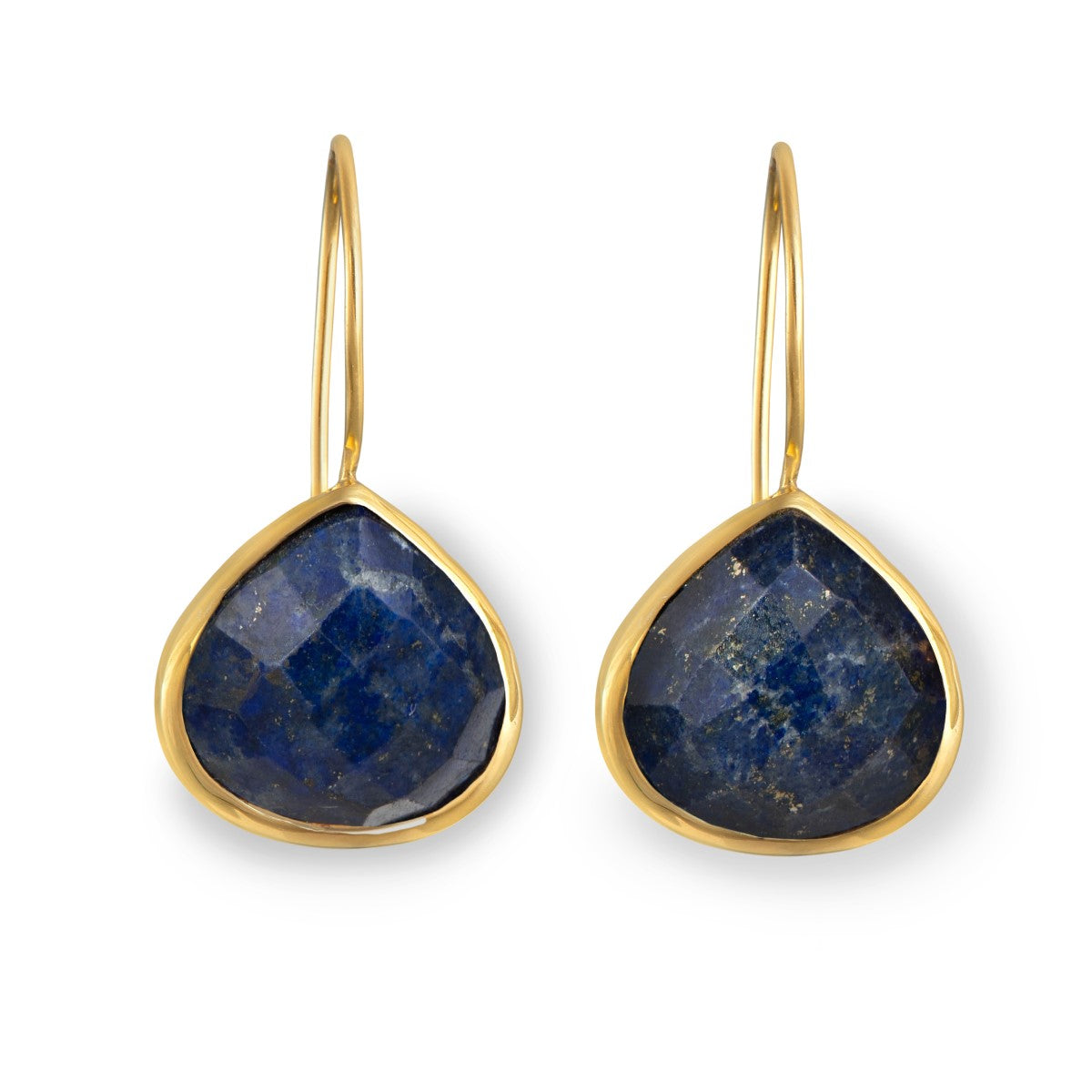 Lapis Lazuli Gemstone Gold Plated Sterling Silver Teardrop Earrings