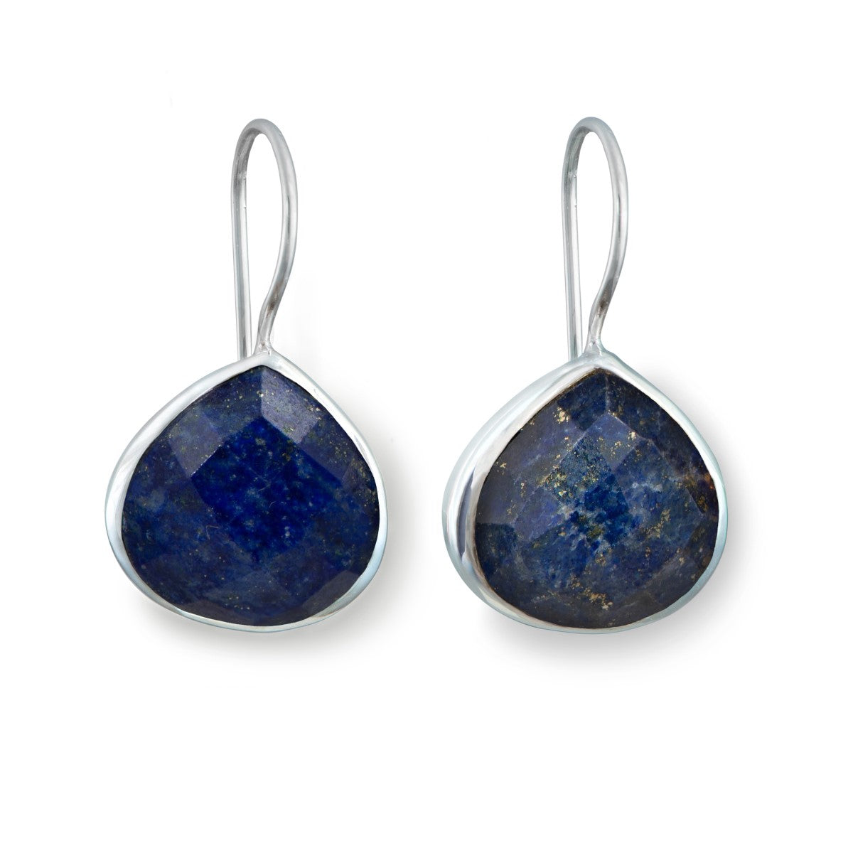 Lapis Lazuli Gemstone Sterling Silver Teardrop Earrings