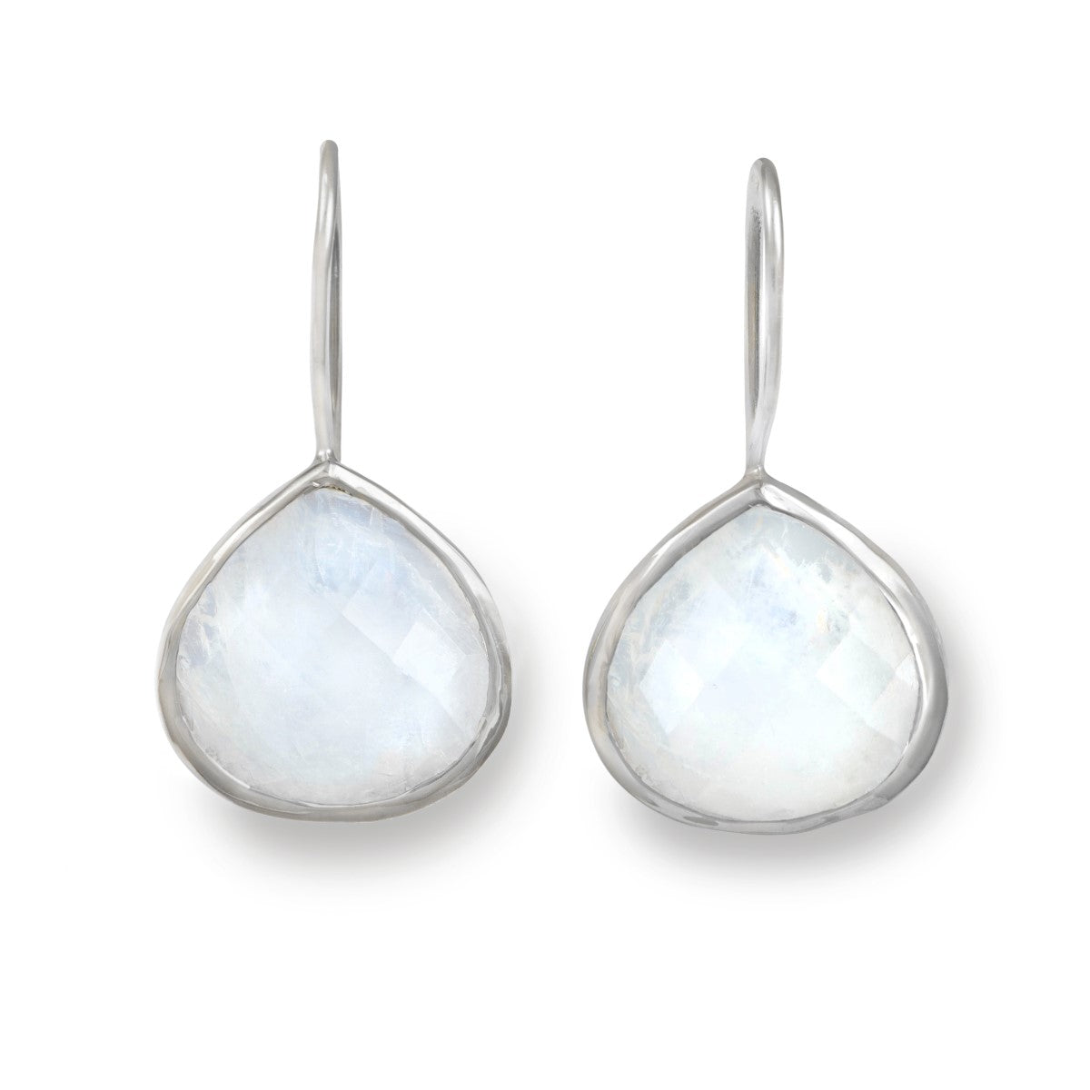 Moonstone Gemstone Sterling Silver Teardrop Earrings