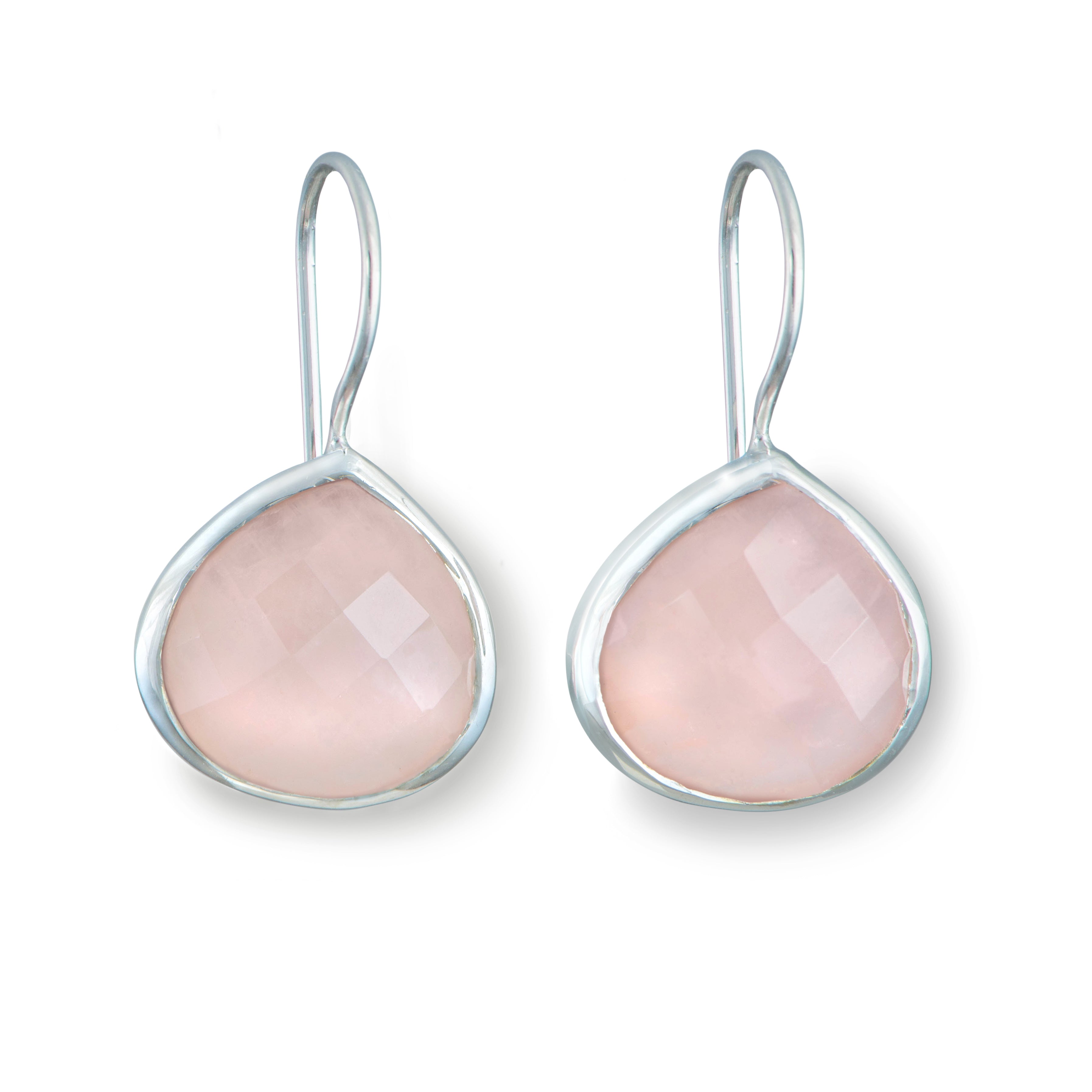 Rose Quartz Gemstone Sterling Silver Teardrop Earrings