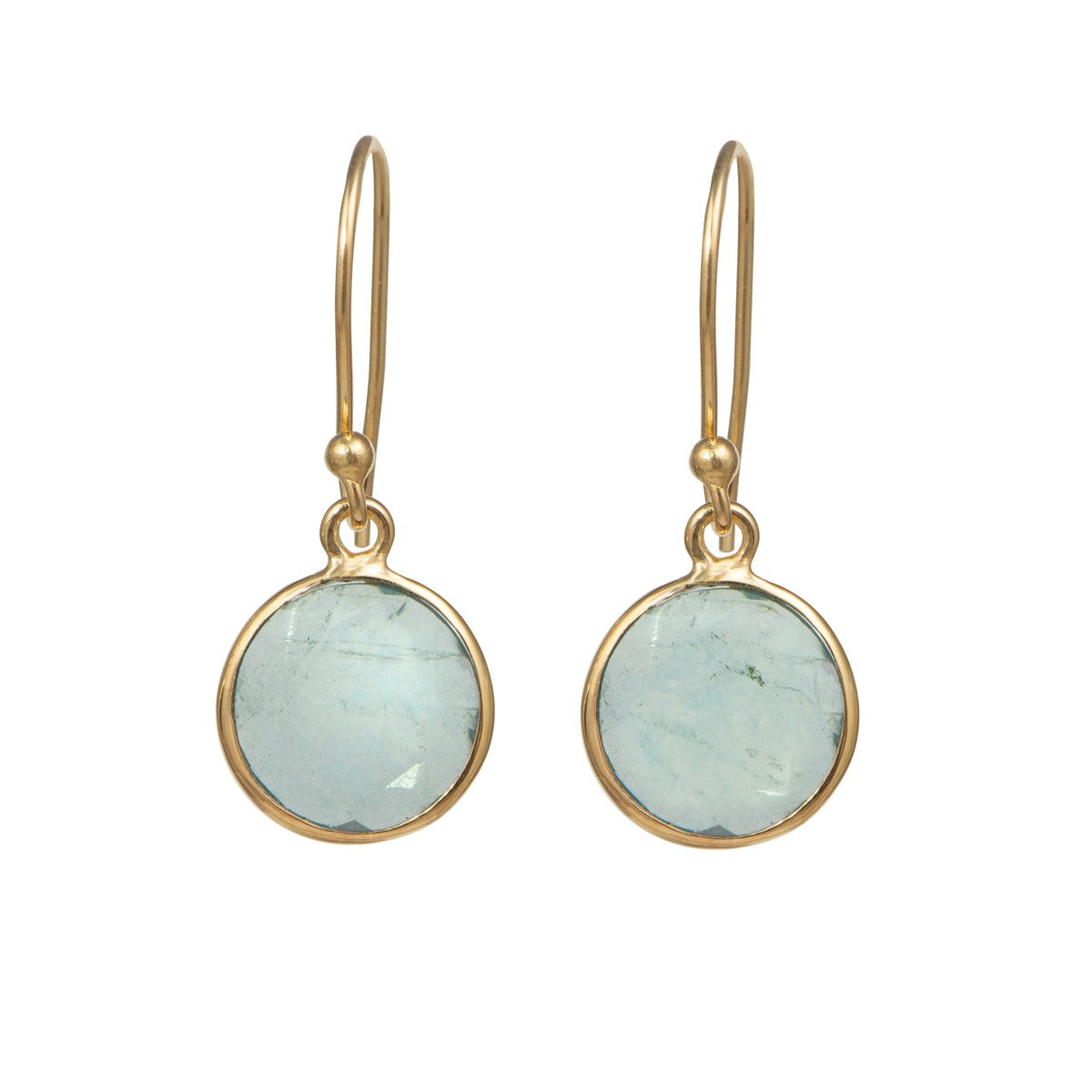 Apatite Gold Plated Sterling Silver Earrings with a Round Faceted Gemstone Drop