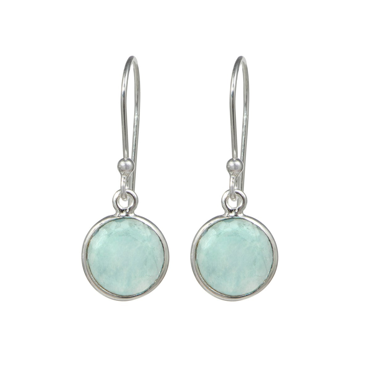 Apatite Sterling Silver Earrings with a Round Faceted Gemstone Drop