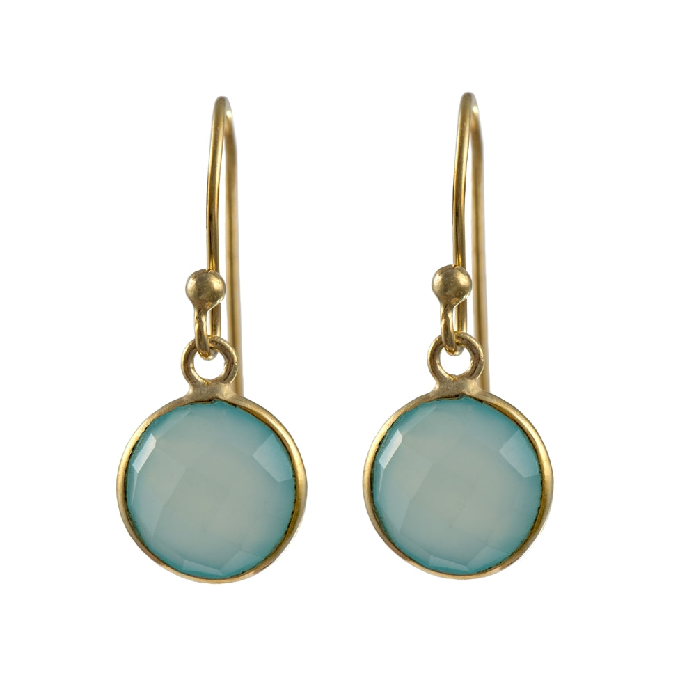 Gold Plated Semiprecious Stone Earrings - Round