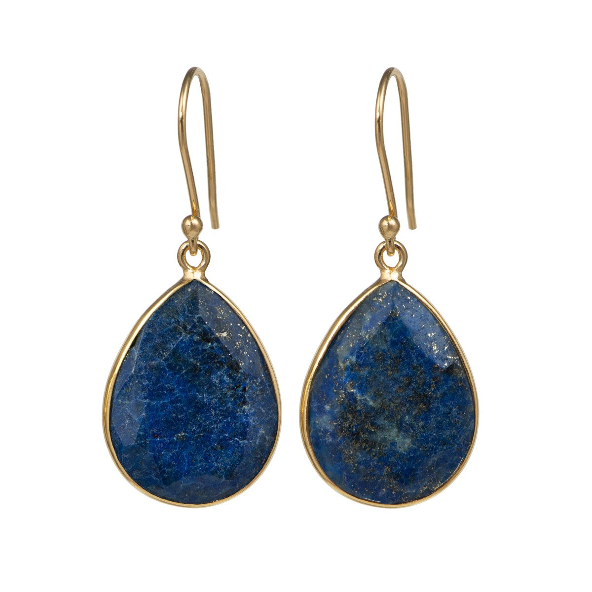 Lapis Lazuli Gold Plated Sterling Silver Earrings with a Tear Drop Shaped Gemstone