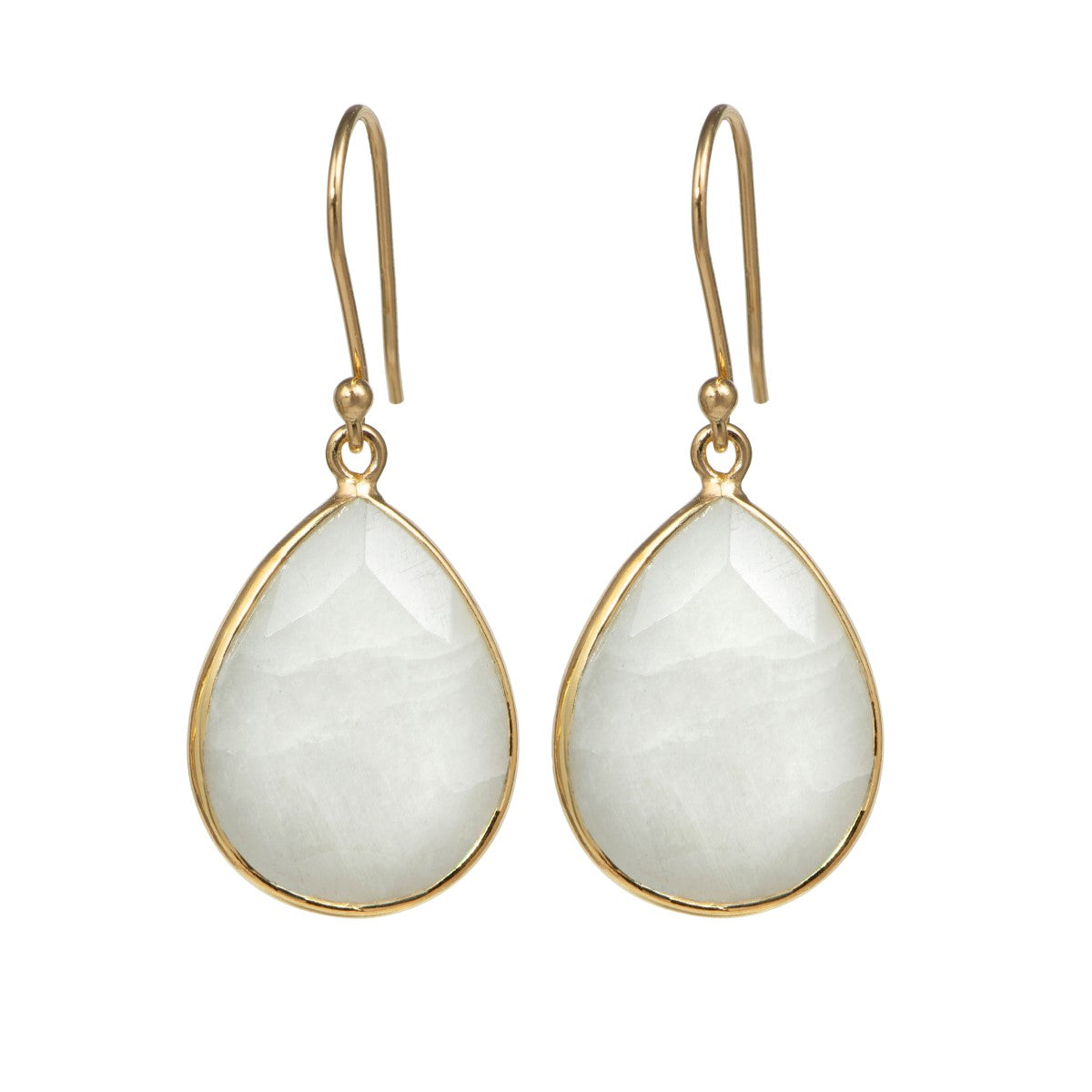 Moonstone Gold Plated Sterling Silver Earrings with a Tear Drop Shaped Gemstone