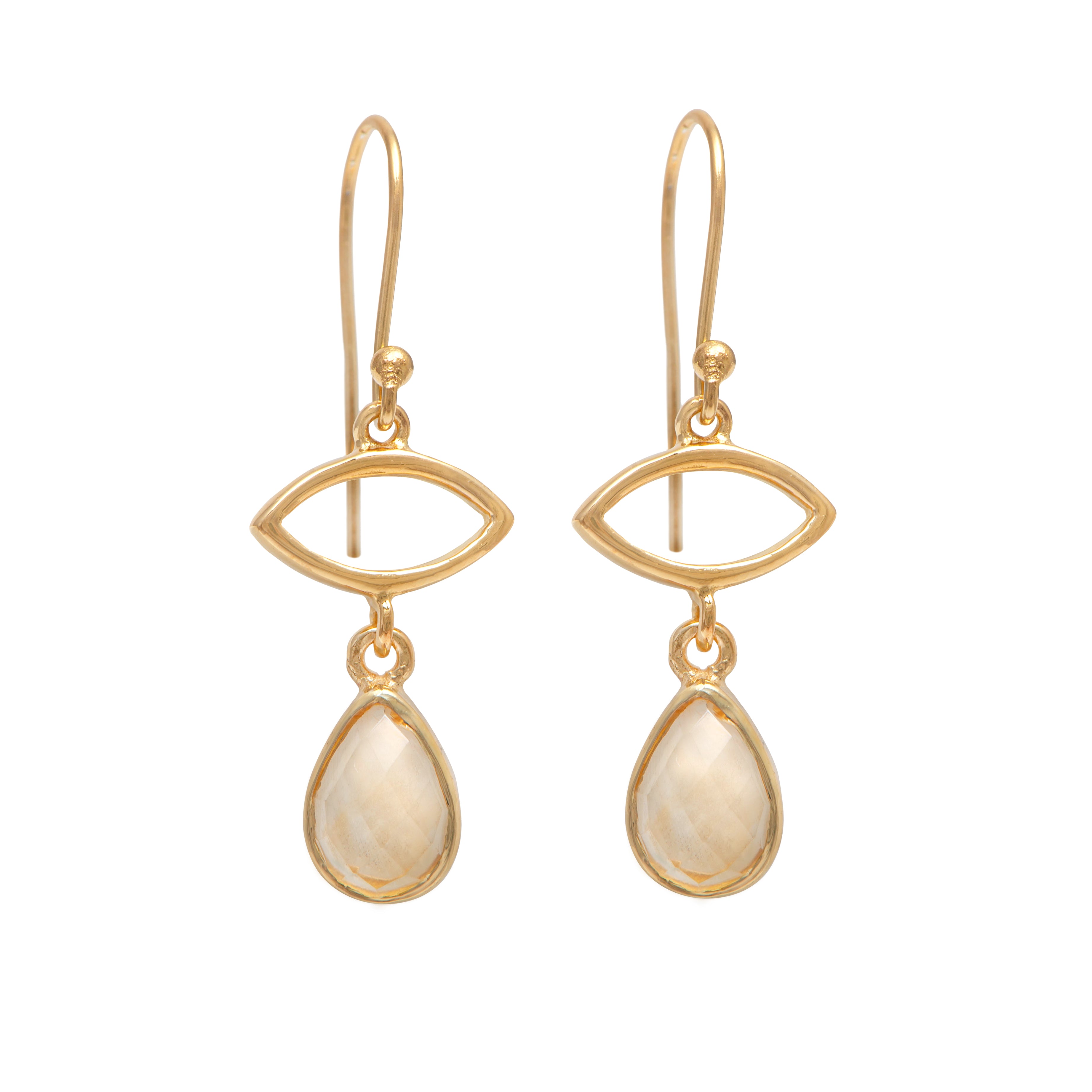 Gold Plated Drop Earrings with Citrine Gemstone