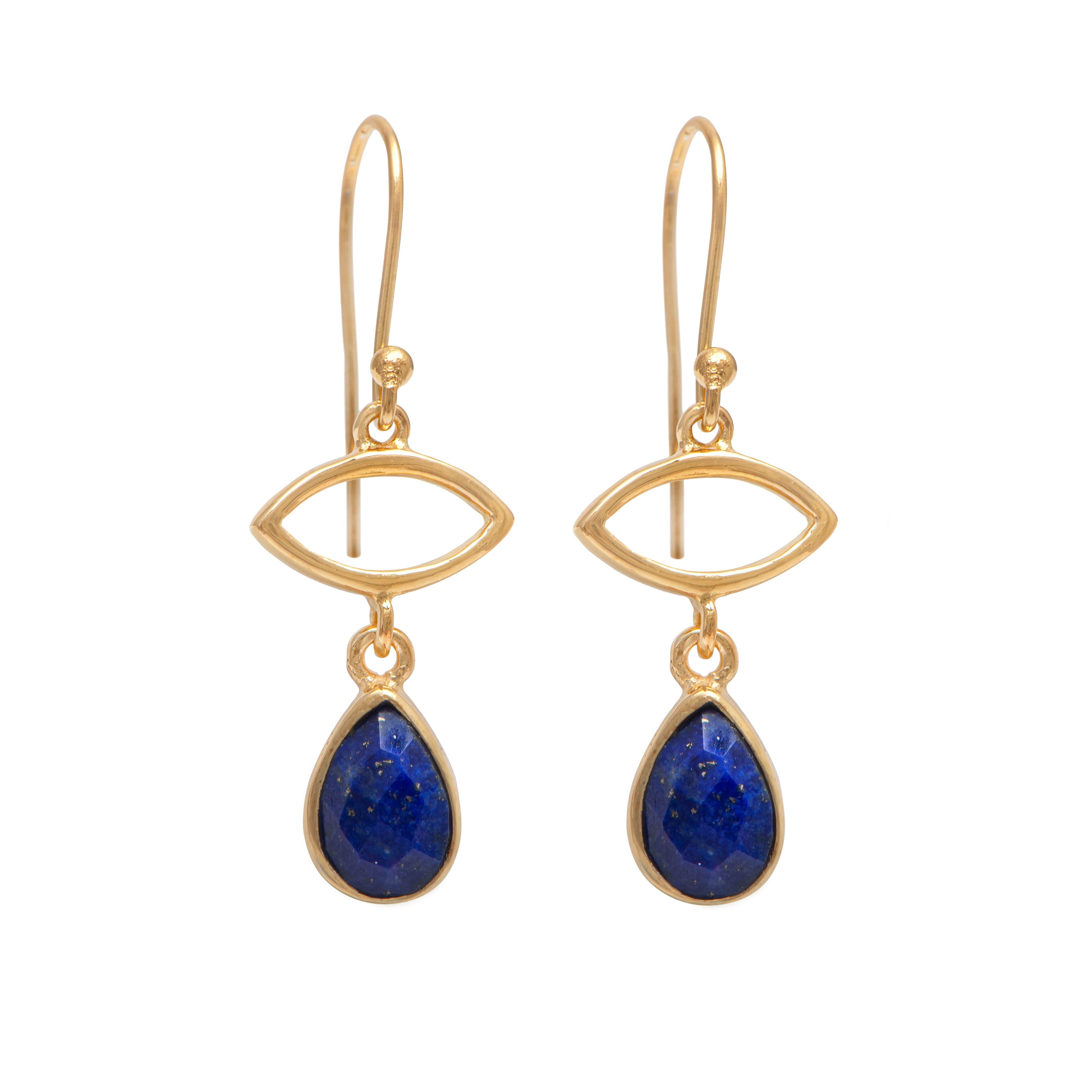 Gold Plated Drop Earrings with Lapis Lazuli Gemstone