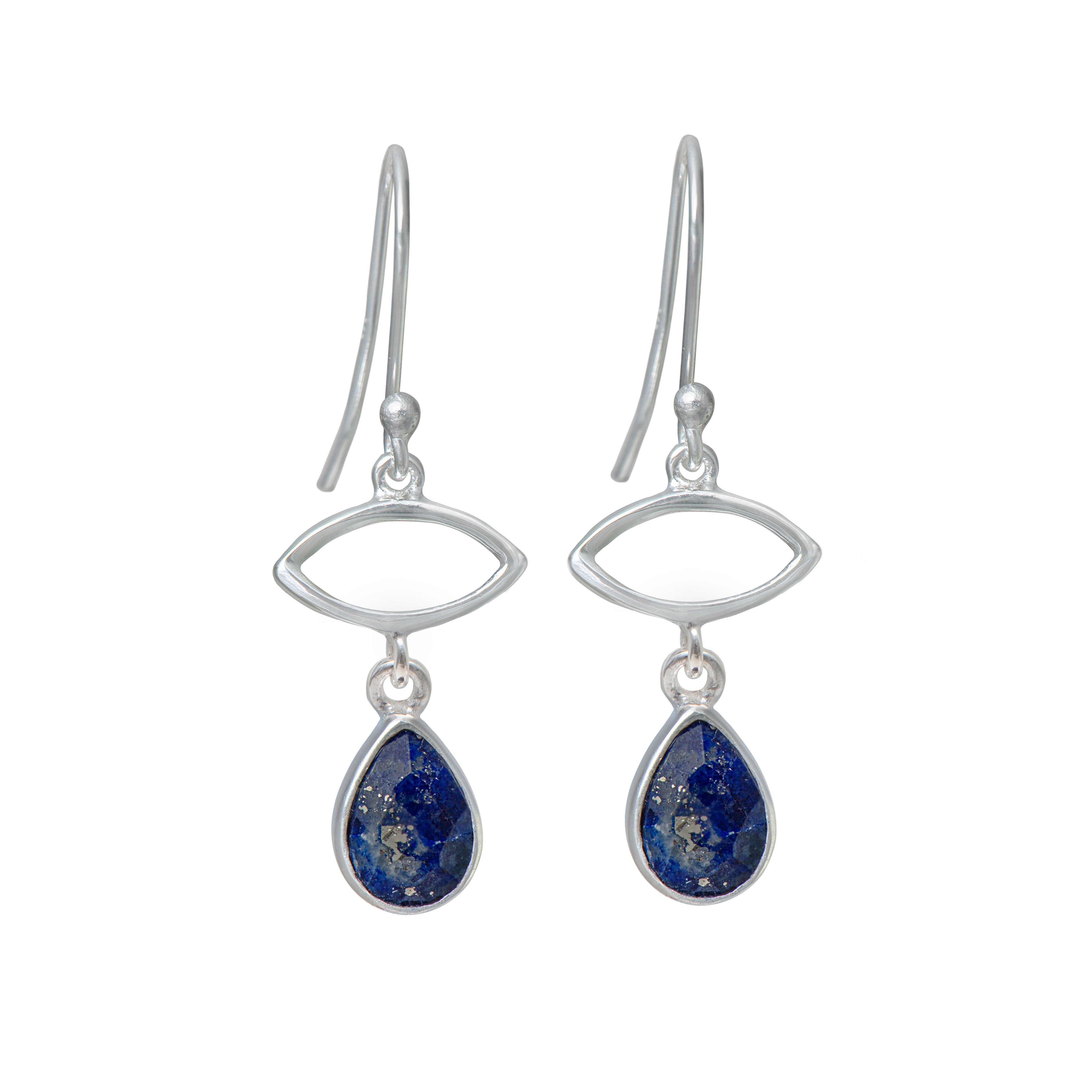 Silver Drop Earrings with Lapis Lazuli Gemstone