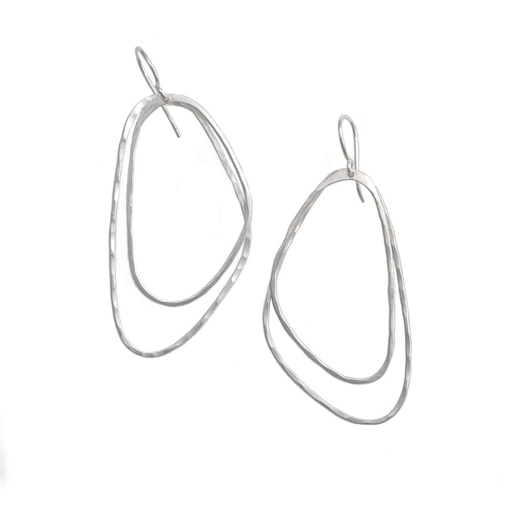 Brushed Silver Asymmetric Triangle Earrings