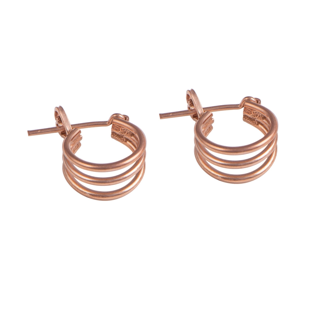 Small Triple Ring Rose Gold Plated Silver Hoop Earrings