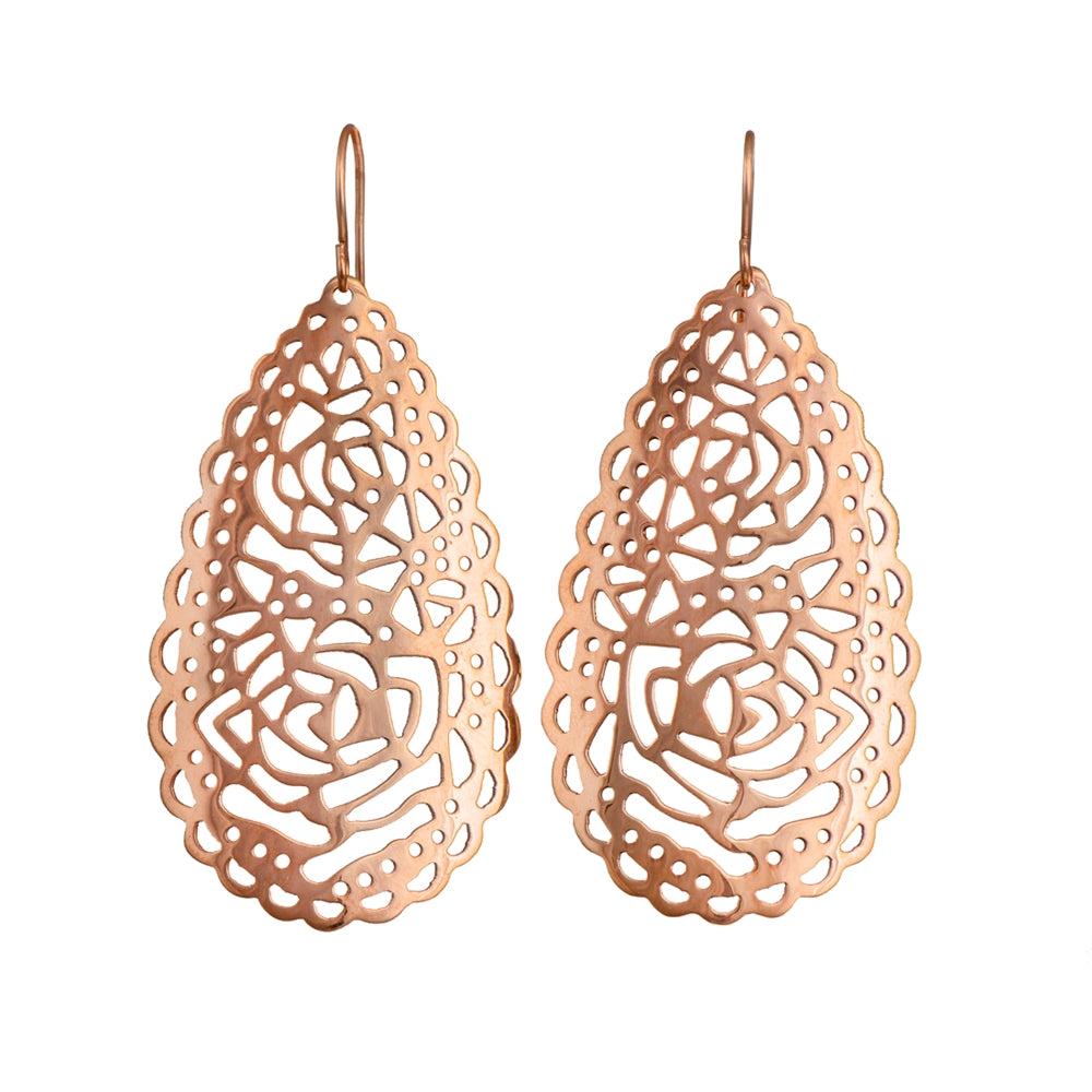 Rose Gold Plated Silver Filigree Earrings