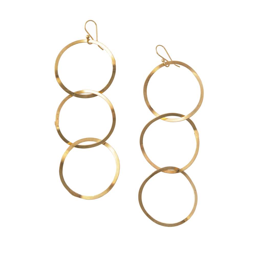 Gold Plated Silver Earrings - Interlinked Rings