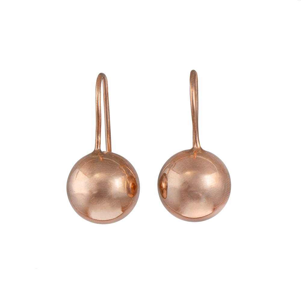 Rose Gold Plated Silver Hook Earrings with Sphere Drop