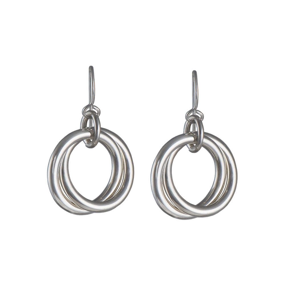Intertwined Ring Silver Earrings