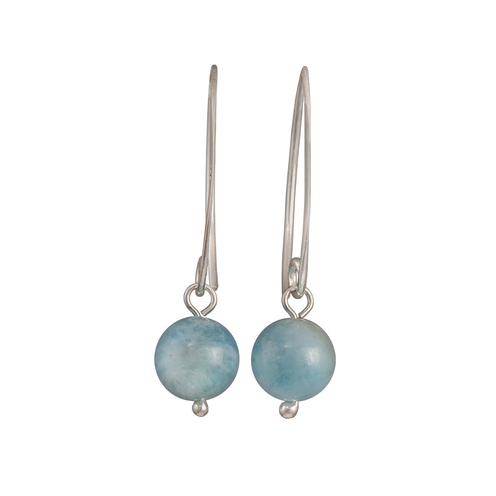 Sterling Silver Earrings with Aquamarine Drop