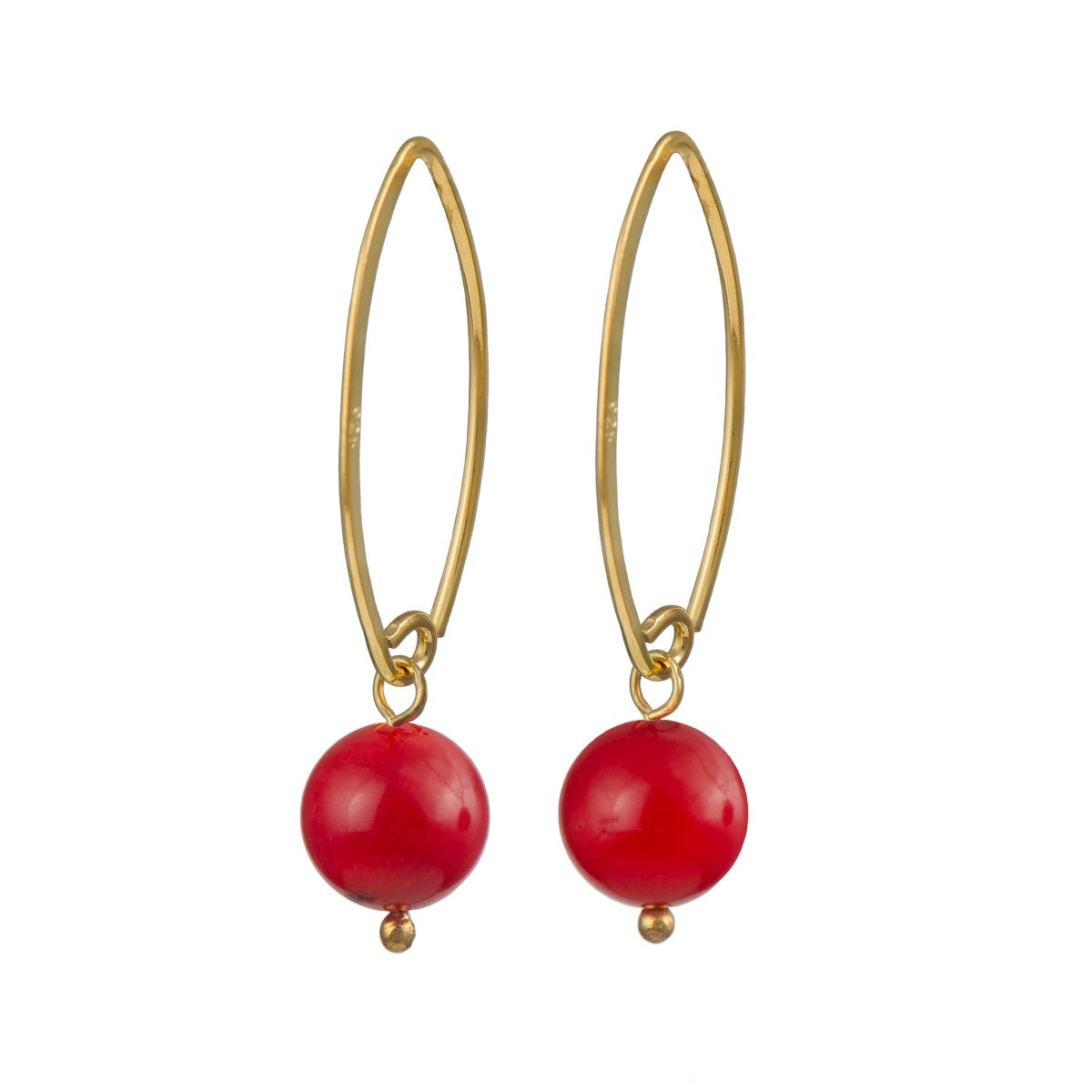 Gold Plated Sterling Silver Threader Earrings - Coral Drop