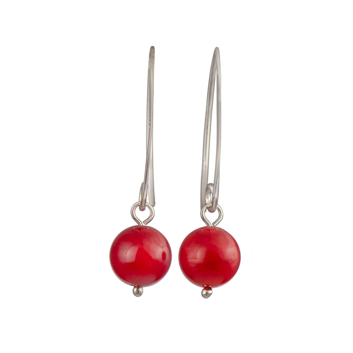 Sterling Silver Threader Hook Earrings - Coral Drop