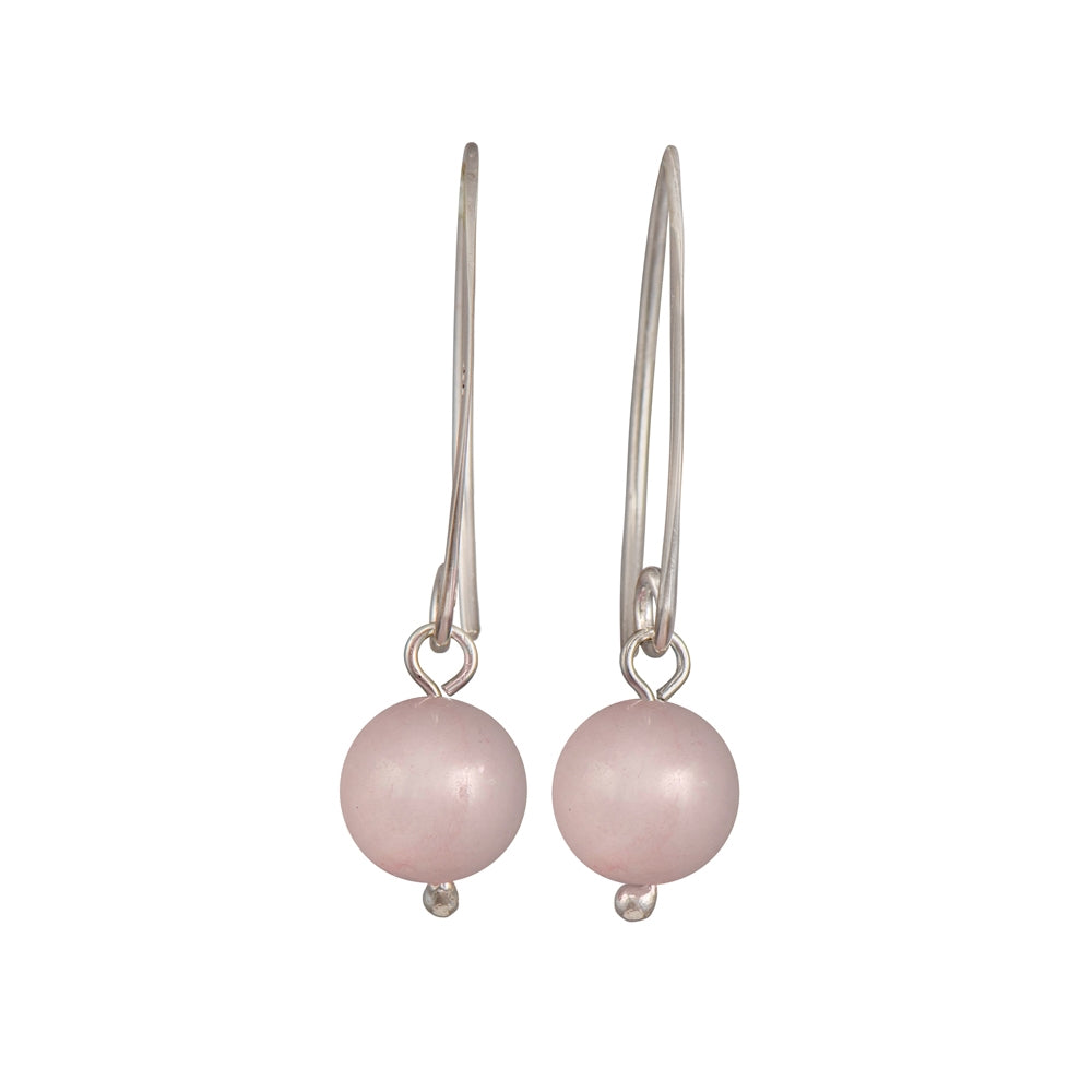 Sterling Silver Earrings with Rose Quartz Drop