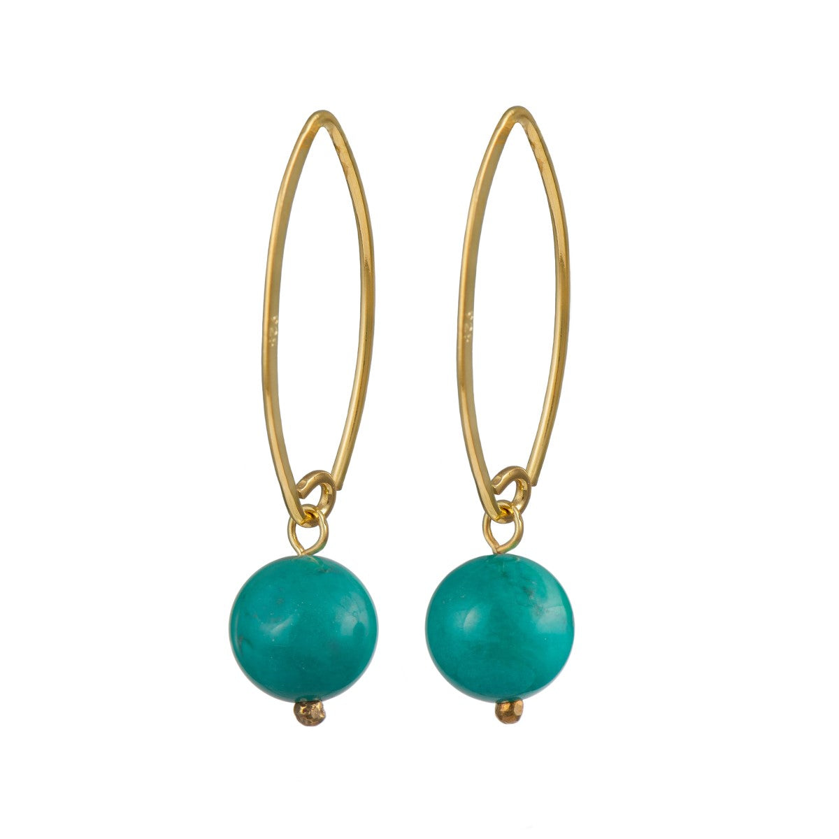 Gold Plated Sterling Silver Threader Earrings - Turquoise Drop