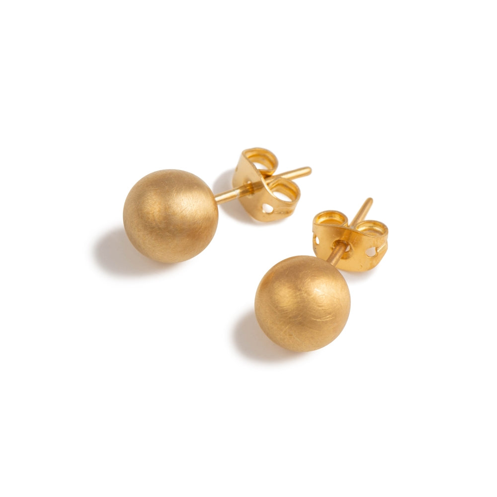 Gold Plated (Brushed) Silver Ball Studs