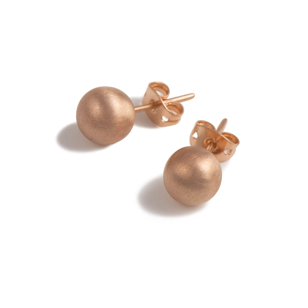 Rose Gold Plated (Brushed) Silver Ball Studs